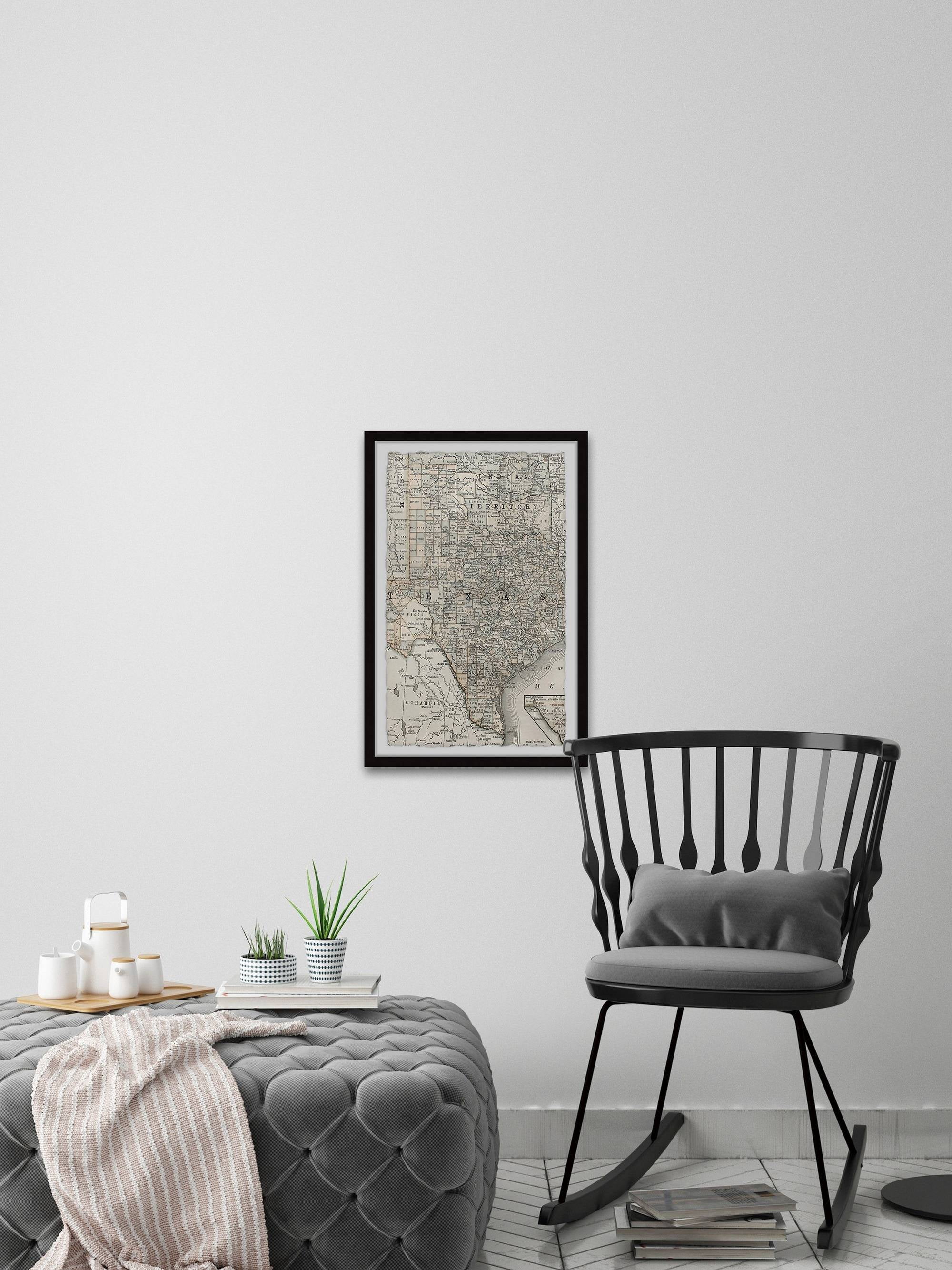 Marmont Hill Map of Texas Framed Wall Art, 30" x 45"