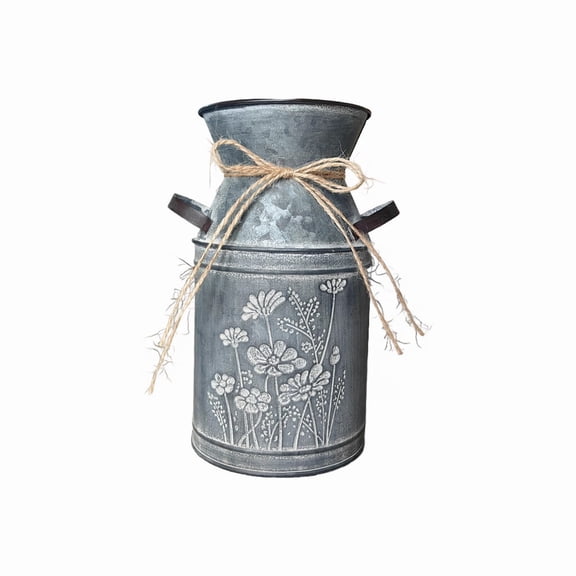 Antique Galvanized Metal Milk Can Flower Vases Farmhouse Decor For Home Kitchen Wedding