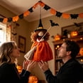 thumbnail image 4 of Halloween Hanging Witch Doll with Broom Outdoor Decor Orange 1pc, 4 of 5