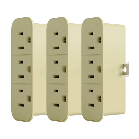 2 to 3 Prong Grounded Triple Outlet Extender, 2-Prong to 3-Prong Adapter Converters for Wall Outlets, Portable Polarized Wall Plug Splitter with 3 AC Outlets, ETL Listed, 3 Packs, Ivory
