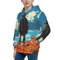 thumbnail image 2 of Xecao Lone Cowboy Desert Scene Pattern Zip Up Hoodies for Boys Girls, Sweatshirt with Pockets-Medium, 2 of 6