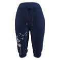 thumbnail image 2 of Lroveb Capri Pants for Women Plus Size Womens Drawstring Workout Summer Pants Solid Color Sports Yoga High Waist Draw Rope Pants Mid Long Length Trousers Blue, 2 of 3