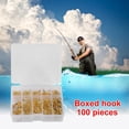 thumbnail image 2 of 100pcs/box High Carbon Steel Barbed Fishing Hooks with Hole Set (Gold), 2 of 5