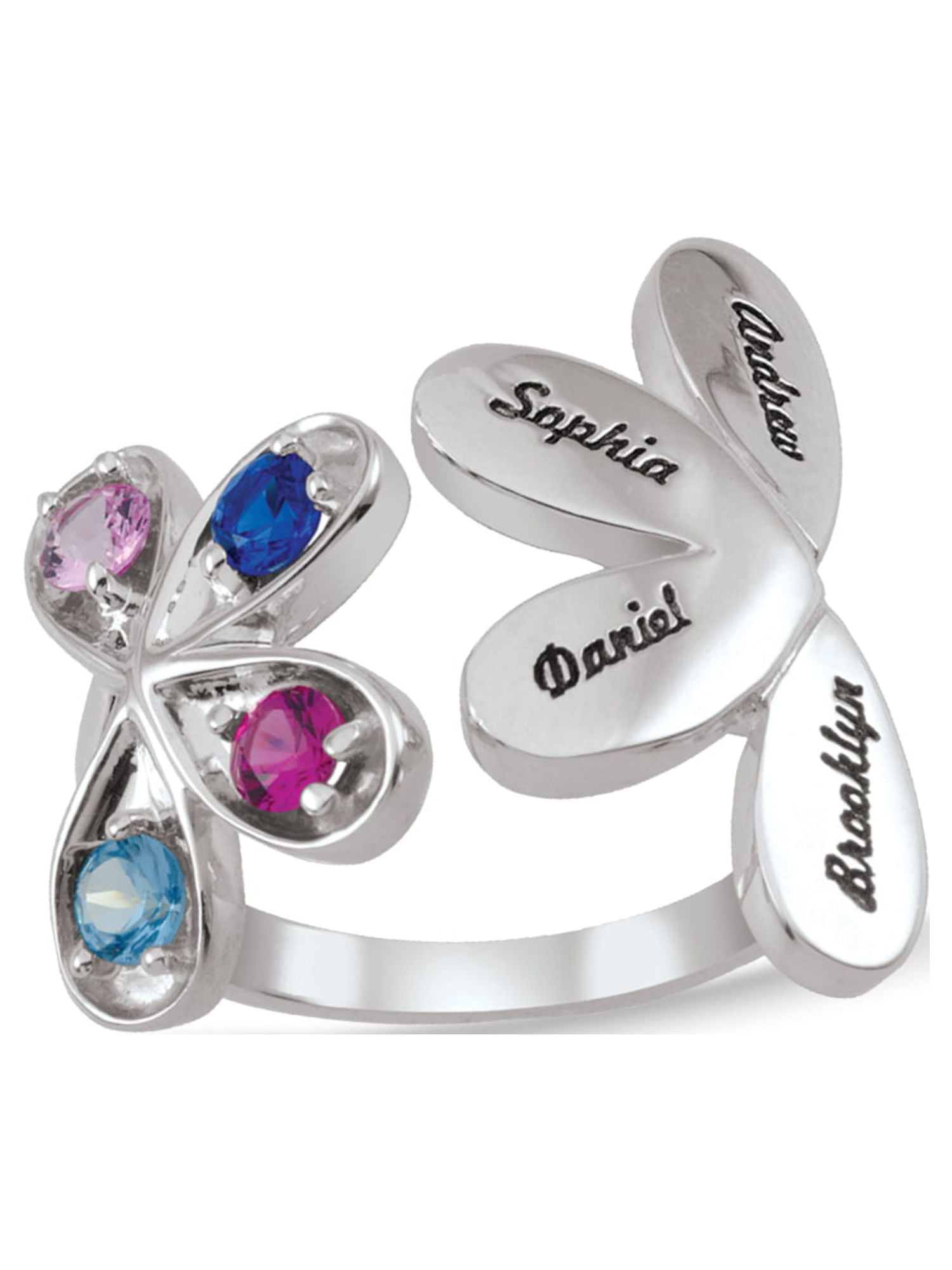 Personalized Engravable Floral Birthstone Ring in 10K Gold by Jewlster