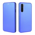 thumbnail image 3 of Dteck Folio Case For OnePlus Nord with Portable Stand, Magnetic Adsorption Closure Slim Fit Carbon Fiber Plastic Flip Case TPU Inner Protective Cover Compatible With OnePlus Nord, Blue, 3 of 8