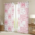 thumbnail image 2 of Manfei Princess Bowknot Curtains Pack of 2 (42x63), Pink Curtains for Living Room, Kawaii Plaid Buffalo Black Out Curtains, Super Cozy Bedroom Decor, 2 of 6