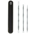 thumbnail image 1 of Graflsoa Ensemble de 3 Pcs en Acier Inoxydable Premium pour Enlever les Points Noirs avec Poignée en Bambou, Choix de Couleurs avec Pochette de Rangement Durable, 1 of 6