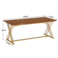 thumbnail image 5 of Demi Bonn 63" Executive Computer Desk with Metal Frame, Modern Duty Study Writing Gaming Table for Home Office, Brown, 5 of 5