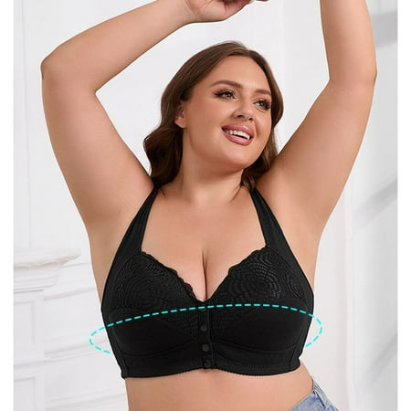 BSDJILFG Plus Size Bras for Big Busted Women No Wire Push Up Bras Wide Straps Full Coverage Soft Padded Comfortable Everyday Bra Clearance 36D-50DG