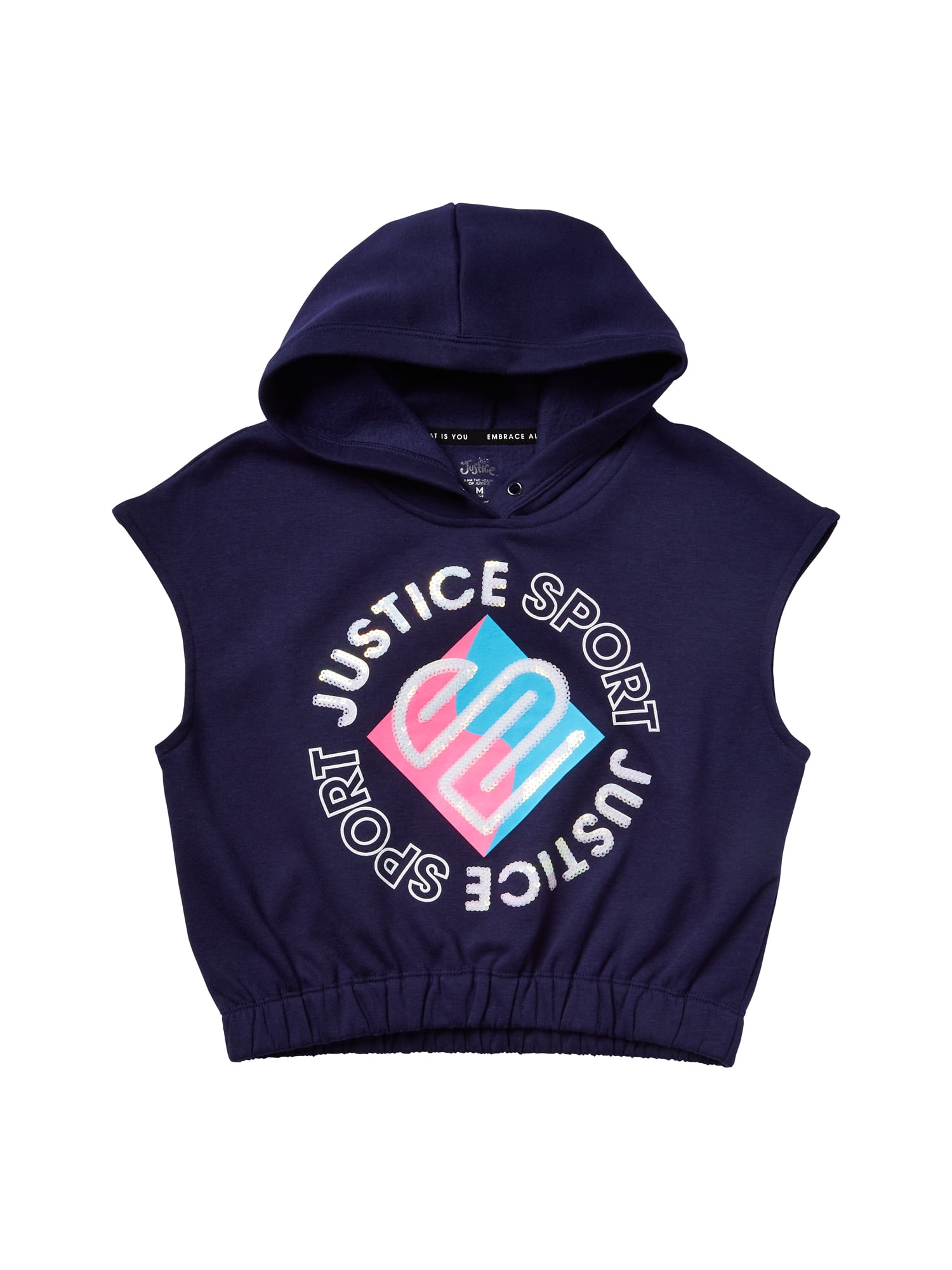 Justice+Girl%E2%80%99s+Logo+Faux+Fur+Trim+Zip+Up+Hoodie+Sweater+