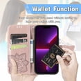 thumbnail image 5 of for Apple iPhone 13 Mini Cute Wallet Case, 3D Butterfly Flower Premium PU Leather with Credit Card Slots Holder Magnetic Closure Folio Phone Cover for iPhone 13 Mini Rhinestone Rose Gold, 5 of 16