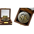 thumbnail image 3 of SAILOR'S ART Hatton Garden London Antique Brass Sundial Compass with Wooden Box, 3 of 5