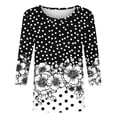 thumbnail image 4 of Endives Womens 3/4 Sleeve T-shirts Round Neck Casual Tops Loose Fit Work Blouses Tees Fall Shirts Trendy, 4 of 5