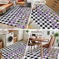 thumbnail image 5 of Lavender Floral Area Rugs 2.7'x5', Washable Small Throw Rugs for Kitchen Bedroom, Purple Flowers Butterfly Black Gray Plaid Indoor Outdoor Rug Non-Slip Low Pile Carpet Runner Reversible Floor Mats, 5 of 8