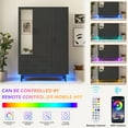 thumbnail image 3 of ChVans 71" Tall Armoire Wardrobe with Mirror & LED Lights , 3 Door Wood Wardrobe Armoire with 3 Drawers & Multi-Layer Shelves and Hanging Rod, Large Capacity Louver Storage Cabinet, Black, 3 of 5