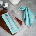 thumbnail image 4 of Fingercraft Cloth Napkins Cotton Linen Blend Dinner Napkin Scallop Napkins, Set of 6, 20”x20” Aqua, 4 of 6