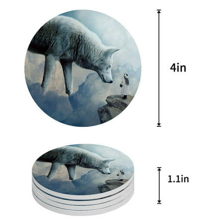

KXMDXA Beautiful Sunrise Scenery Set of 4 Round Coaster for Drinks Absorbent Ceramic Stone Coasters Cup Mat with Cork Base for Home Kitchen Room Coffee Table Bar Decor