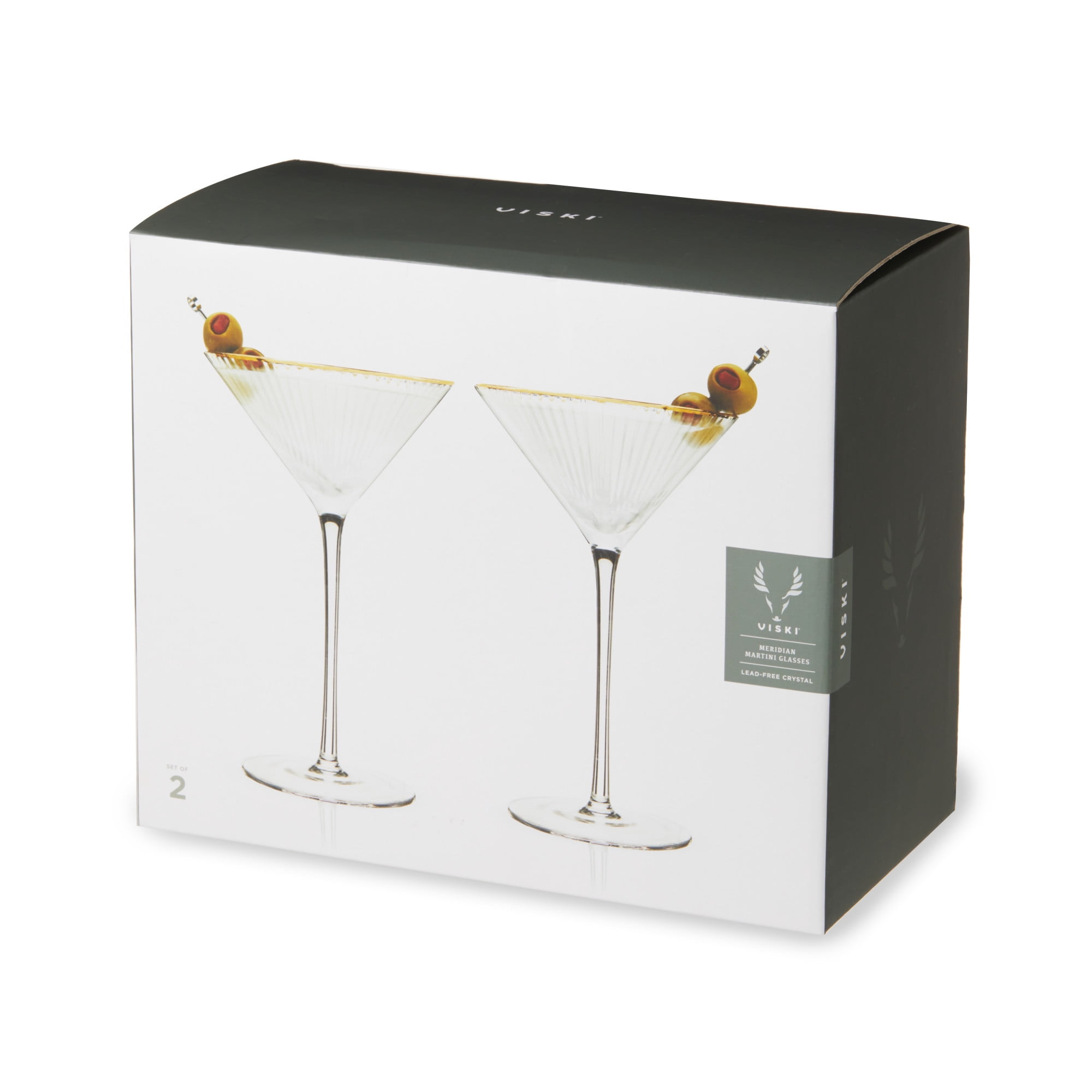 Viski Meridian Lowball Glasses Set of 2 - Premium Crystal Clear Vintage  Drinking Tumblers for Whiskey, Scotch & Bourbon in Art Deco Ripple  Glassware