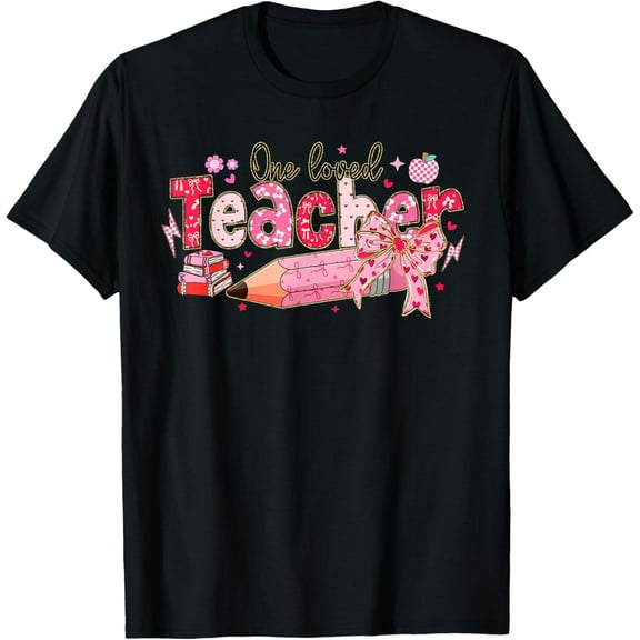 Retro Coquette Pencil One-Love Teacher Valentine Day Outfit T-Shirt Shirts