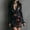 Flower color, variant on MORTTIC Women's Elegant Deep V-Neck Floral Print with Lace Trim, Long Sleeve Bodycon Mini Dress for Banquet & Vacation Flower color,S
