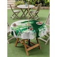 thumbnail image 4 of Outdoor Tablecloth with Umbrella Hole for Patio/Picnic/Party/Camping, Football Waterproof Table Cloth Round Cover Washable, Green Player Silhouette Soccer Sports Rustic (Dia 60"), 4 of 9