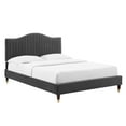 thumbnail image 2 of Modway Juniper Channel Tufted Performance Velvet Twin Platform Bed in Charcoal, 2 of 10