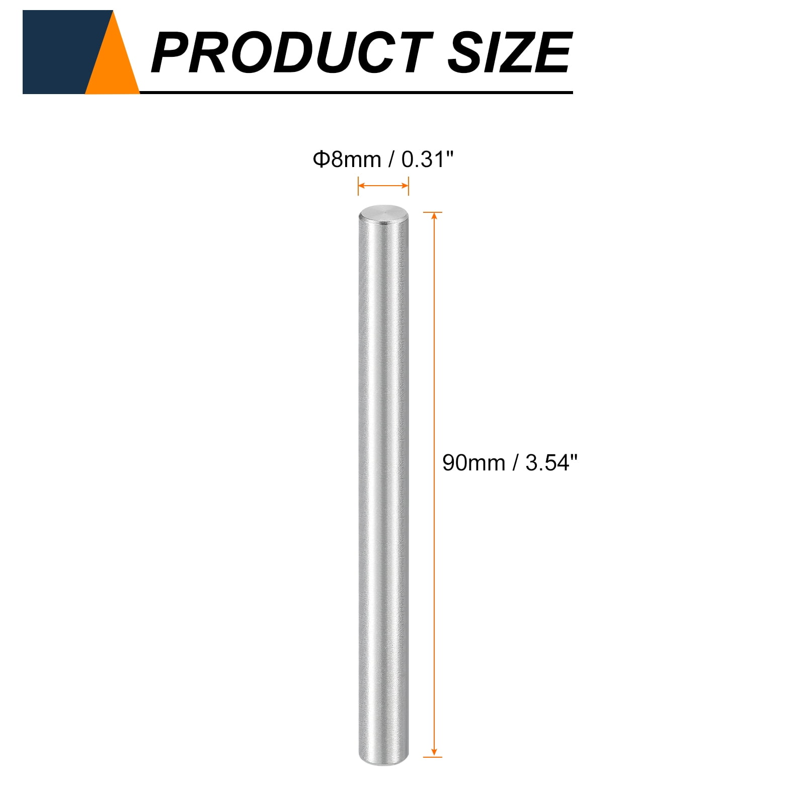 Uxcell 15pcs Dowel Pins M8(8mm) x 90mm 304 Stainless Steel Cylindrical Shelf Support Peg Pin Rod Fasten Elements for Metal Devices Wood Furniture DIY Installation, Silver