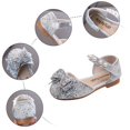 thumbnail image 4 of LNMQLPDBS Shoes for Girls Soft Sole Comfort Performance Dance Shoes for Childrens Pearl Decoration Glitter Sequins Dress Shoes with Big Bowknot Flower Girl Shoes Princess Shoes Silver 4.5-5 Years, 4 of 6