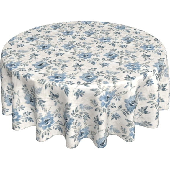 Round Tablecloth 60 Inch, Farmhouse Blue Gray Rustic Tablecloths Round Water Resistant Table Cloths Outdoor Tablecloth for Dining, Party, Buffet, Wedding