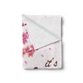thumbnail image 2 of Coffee Time Soft Flannel Fleece Throw Blanket, Cartoon of Japanese Spring Cherry Blossom Branches and Drink Cup Print, Cozy Plush for Indoor and Outdoor Use, 50" x 70", Multicolor, by Ambesonne, 2 of 5