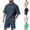Black, variant on CHUMUD Mens 2 Piece Summer Outfits Classy Casual Half Zipper Collared Golf Shirt and Shorts Set Stretch 3/4 Sleeve Suit