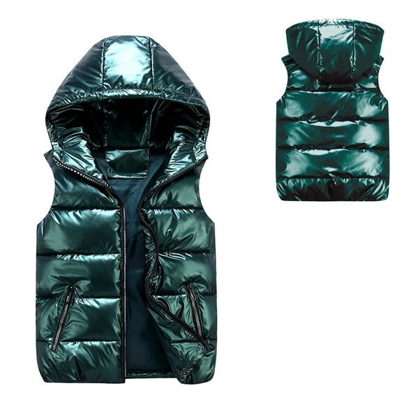 Kids Girls Boys Puffer Vest Kids Winter Vest Hooded Jacket Zipper Windproof Jacket Outwear Child Down Jacket for Little Boys 4-5 Years