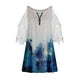 thumbnail image 4 of Elegante mujer casual cremallera cuello impresión blusa encaje manga corta camiseta verano Tops OAVQHLG3B Store  lin121212, 4 of 5