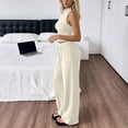 thumbnail image 5 of LEKWK Two Piece Sets for Women Sleeveless High Neck Pleated Tank Tops and Elastic Waist Wide Leg Pants Summer Fashion Casual Vacation Daily Wear, 5 of 7
