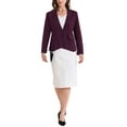 thumbnail image 2 of INSPIRE CHIC Women's Collarless Blazer Long Sleeve One Button Business Office Blazers Jacket L Dark Red, 2 of 5
