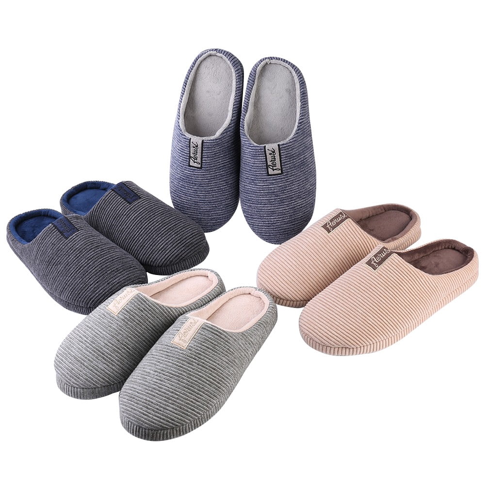 Unisex Memory Foam Slip-On House Slippers with Non-Slip Indoor Outdoor Sole