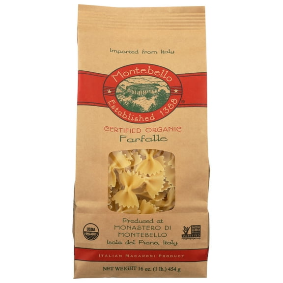 Montebello Pasta, Organic Farfalle, 16 Oz.