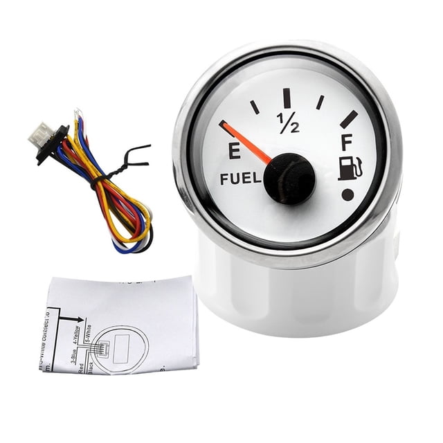 Waterproof 52mm Fuel Level Gauge 0-190/240-33ohm With Low Warning Light For Cat Boat Fuel Indicator Water Level Meter Red LED ,Easy to Install