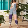 thumbnail image 5 of JULMCOMO Cotton Linen Jumpsuits for Women Floral Print Adjustable Strap Baggy Overalls Sleeveless Vintage Casual Jumpsuits Blue S, 5 of 7