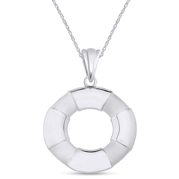 AFFY Ocean Journey Lifebuoy Life Ring Lifesaver Nautical Charm Pendant Necklace In 14K Gold Plated 925 Sterling Silver 18" Chain