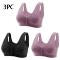 thumbnail image 3 of abtuhar Womens Bras for Older Women,Wireless Bras for Women,Plus Size Everyday Bras for Women Front Buckle Soft Sleep Wirefree Bras Black, 3 of 5