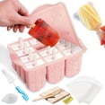 thumbnail image 1 of Moldes para Paletas de Hielo de 100 ml, 12 Cavidades Moldes de Silicona para Paletas, Reutilizable y Seguros para Alimentos, Sin BPA, para Niños y Familias, con Cepillo y Embudo, 100 Piezas Palos., 1 of 4