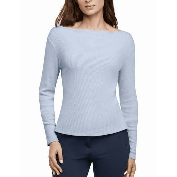 Banana Republic Women's Ribbed Long Sleeve Top Blue Large