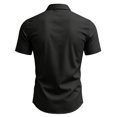 thumbnail image 3 of Boyscolos Mens Slim Fit Shirt Short Sleeve Button Down Dress Shirt Stretch Business Casual Summer Office Wear Black M, 3 of 4