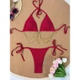 thumbnail image 6 of vigerkar Women's Triangle Bikini Set Sexy Tie Side Swimsuit Two Piece Bathing Suit (Red, S), 6 of 9