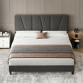thumbnail image 3 of ChaoLink King Size Bed Frame with Adjustable Headboard, Velvet Upholstered Platform Bed Frame with Wooden Slats Support, No Box Spring NeededDark gray, 3 of 7
