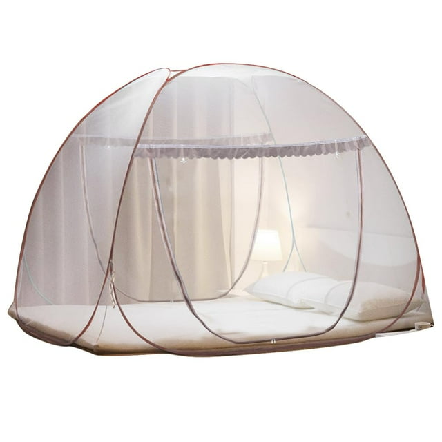 Mosquitero tipo tienda AMMER portátil color marrón para cama