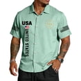 thumbnail image 2 of Men's US 250th Anniversary Polo Shirt with Mesh Fabric and Button Front Featuring Vintage USA Graphic for Independence Day Celebration Patriotic Events or Summer Parties Mint Green L, 2 of 4