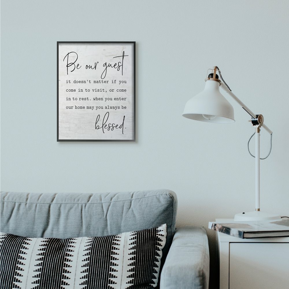 Stupell Industries Be Our Guest Home Family Inspirational Word On Wood Texture Design Framed Giclee Texturized Art by Lettered and Lined