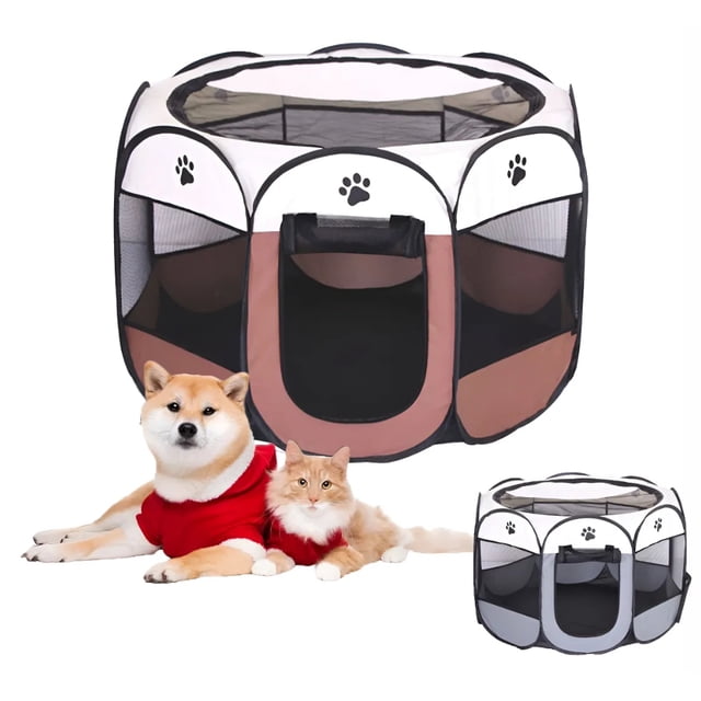 Corral Jaulas Para Perros Gato Conejos Plegable Mascota Casa Modelo Marron